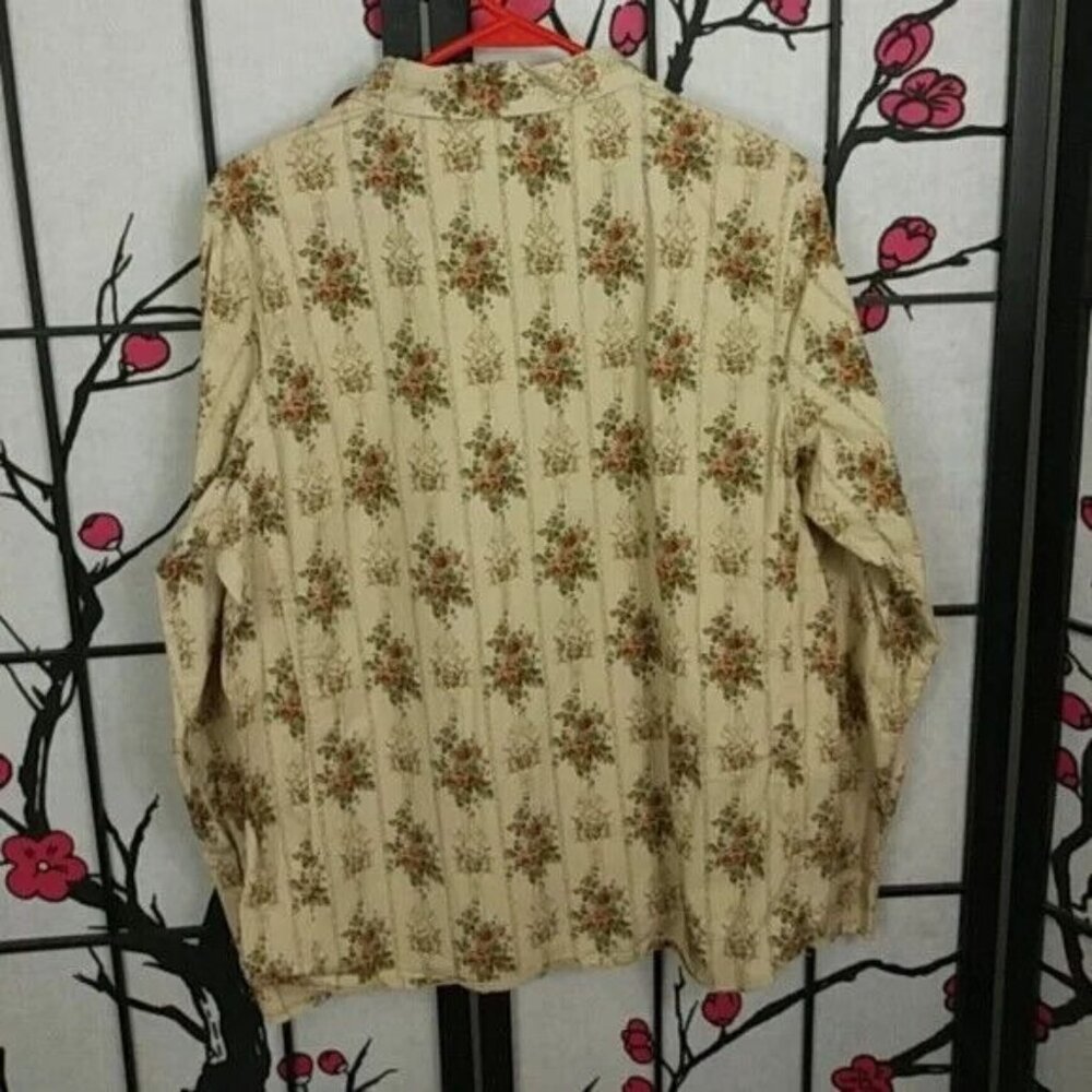 Bit & Bridle Button Down Shirt Floral Pattern Blouse Long Sleeve Top XL - Picture 2 of 4